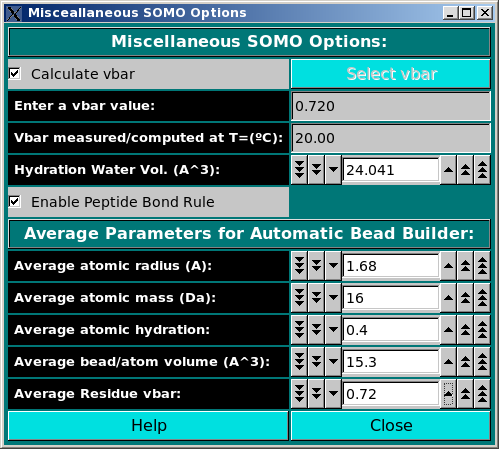 SOMO Miscellaneous Options Screen